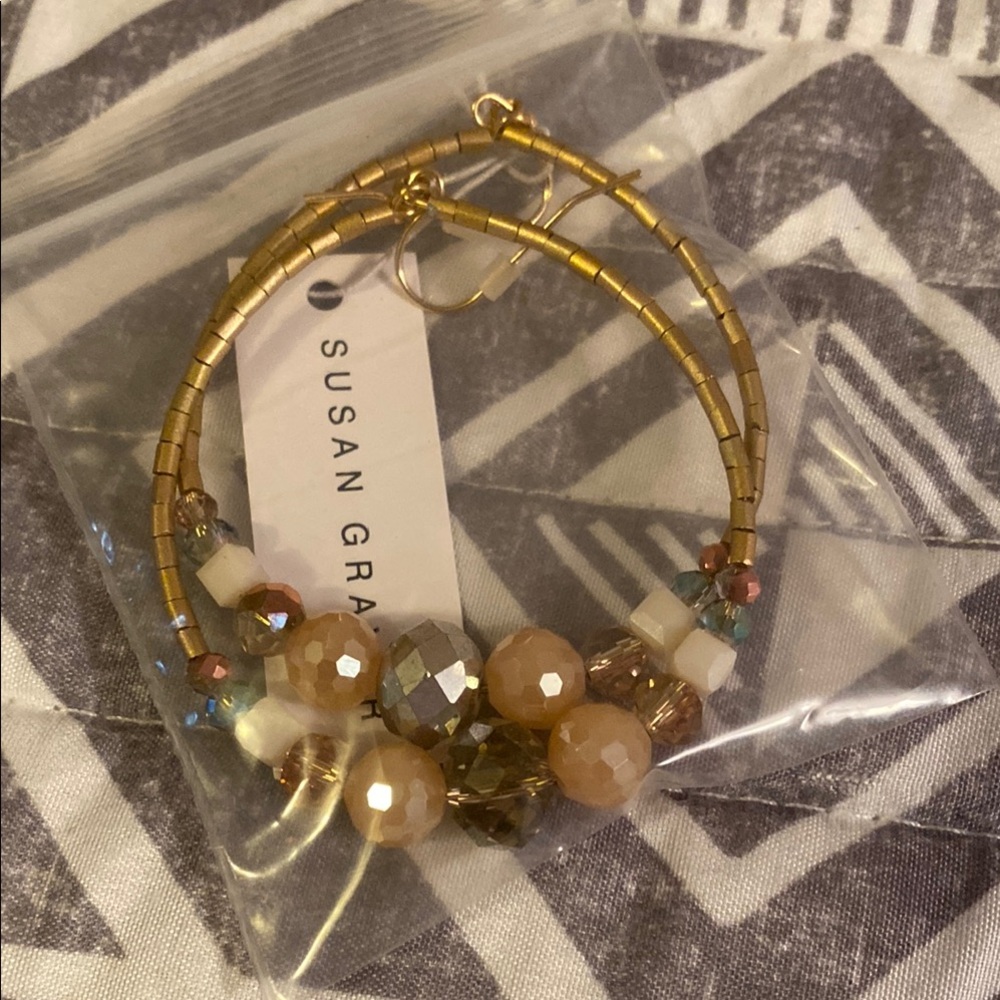 Susan Graver Gold and Brown Elegant Earrings